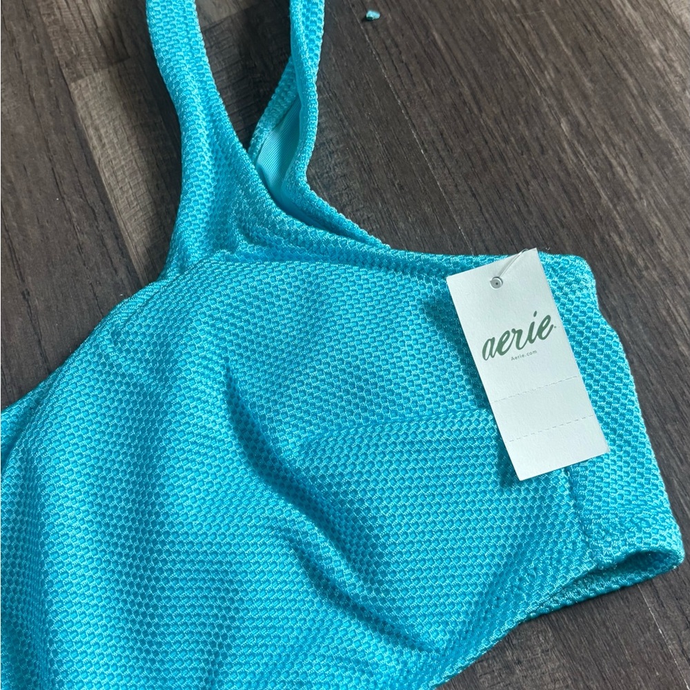$37 NWT Aerie One Shoulder Bandeau Swim - Picture 3 of 6
